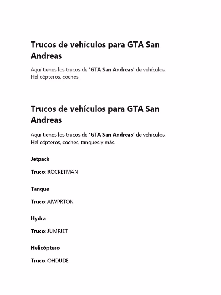 ¿Cómo activar los trucos de GTA San Andreas en PC?