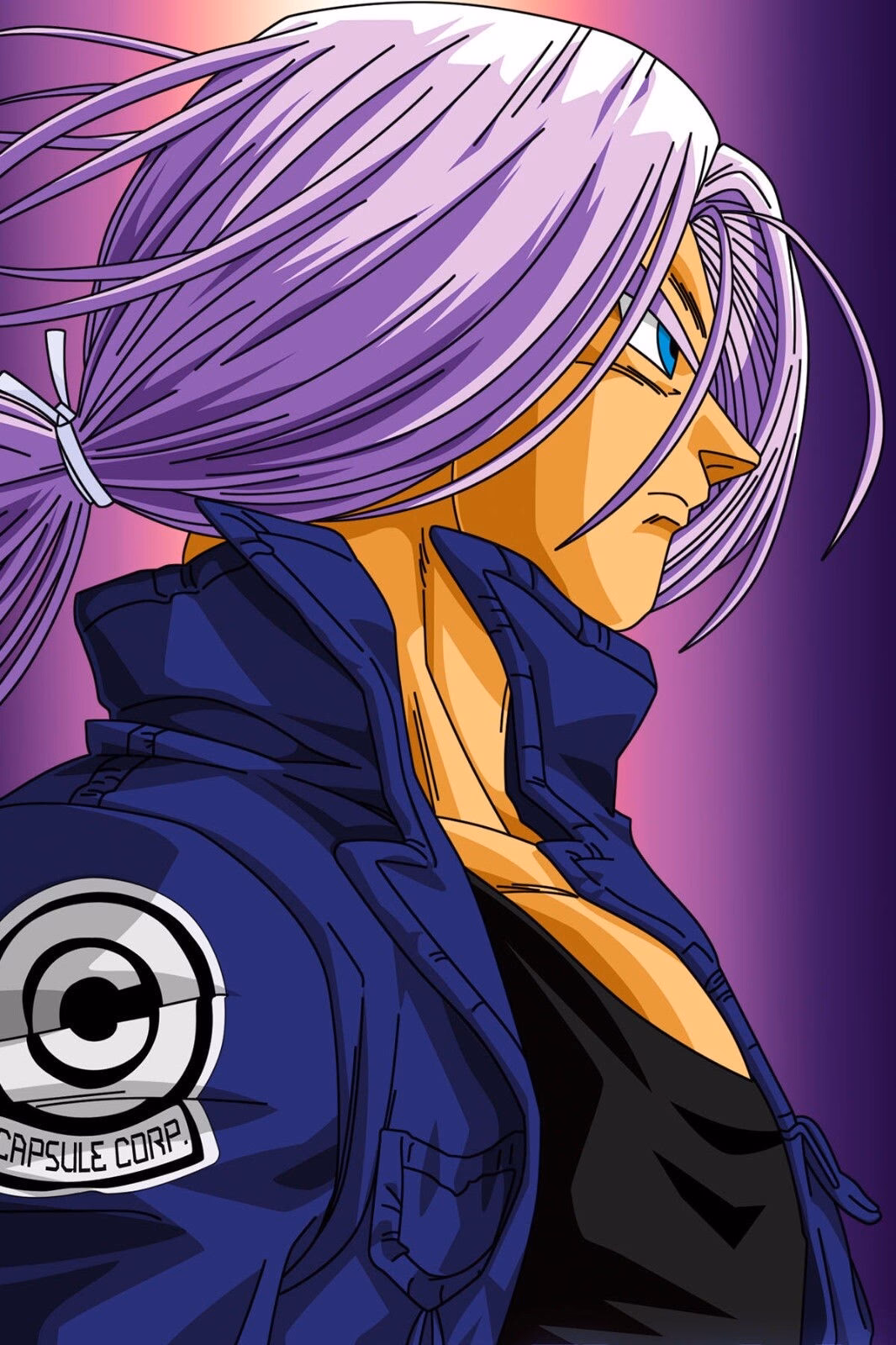 Why is trunks'hair purple?
