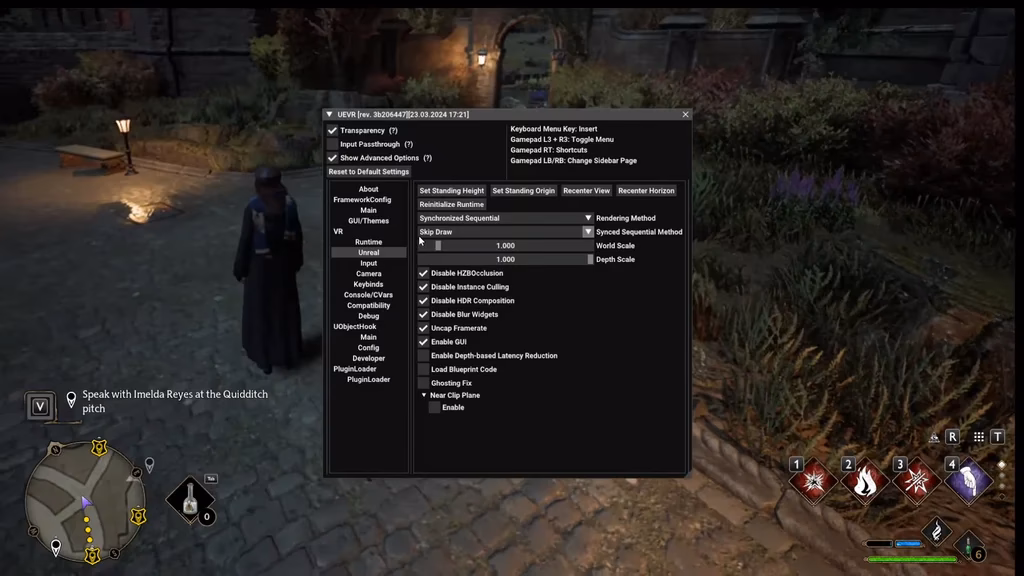 How do I use uevr in Hogwarts?