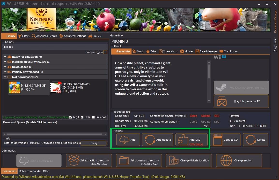 Can you download 3DS games using Wii U USB Helper?