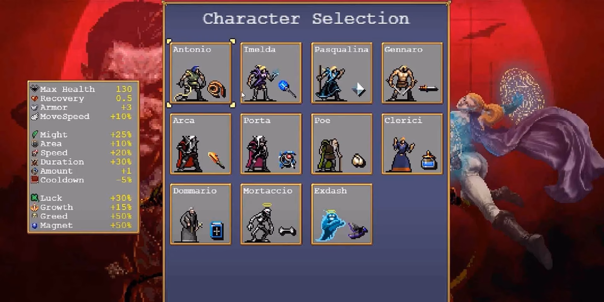 What is the most broken character in vampire survivors?
