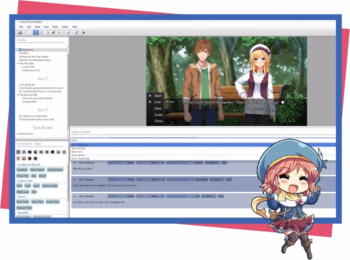 Does visual novel maker support voice sync?