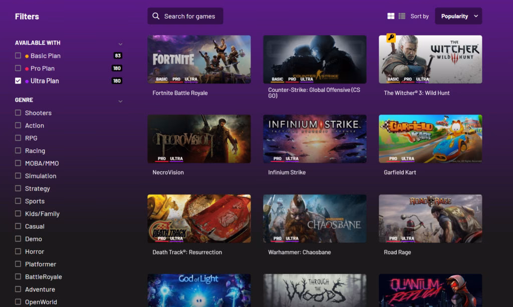 What games can you play on vortex cloud gaming platform?