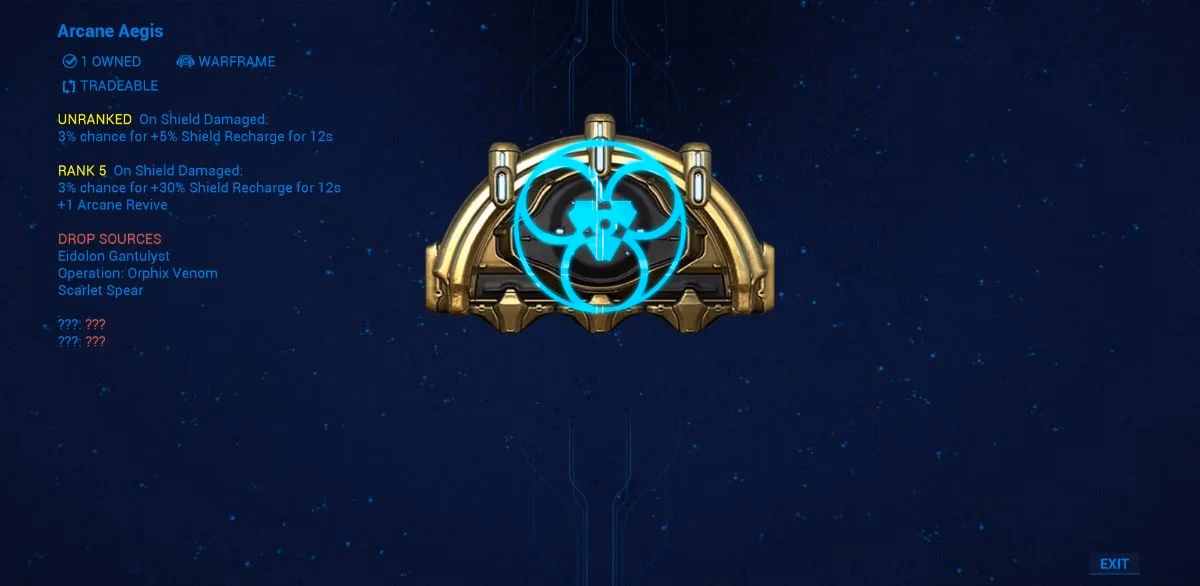What is an arcane in Warframe?