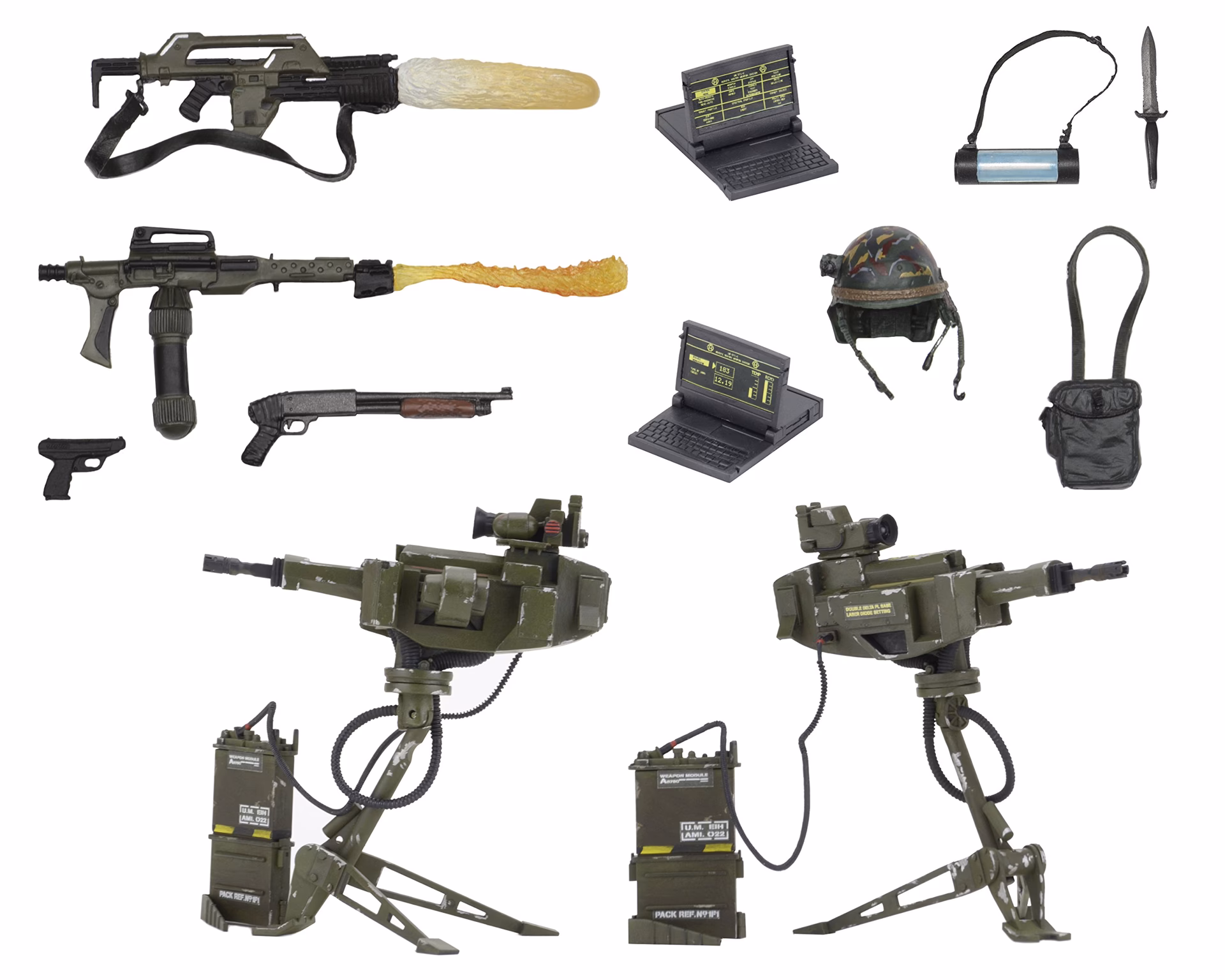 What weapons appear in the film Aliens?