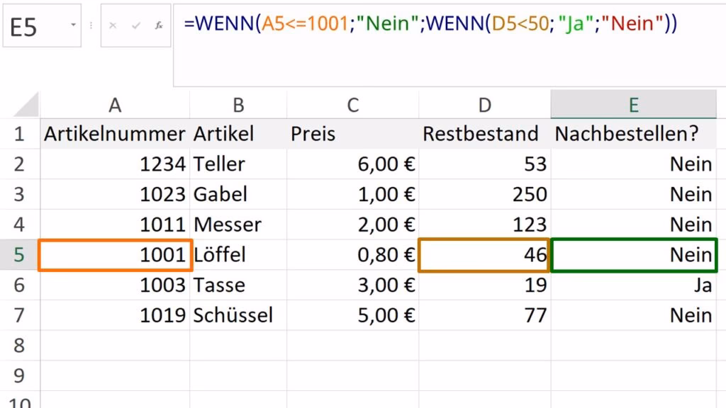 Was ist die „wenn dann“-Funktion in Excel?