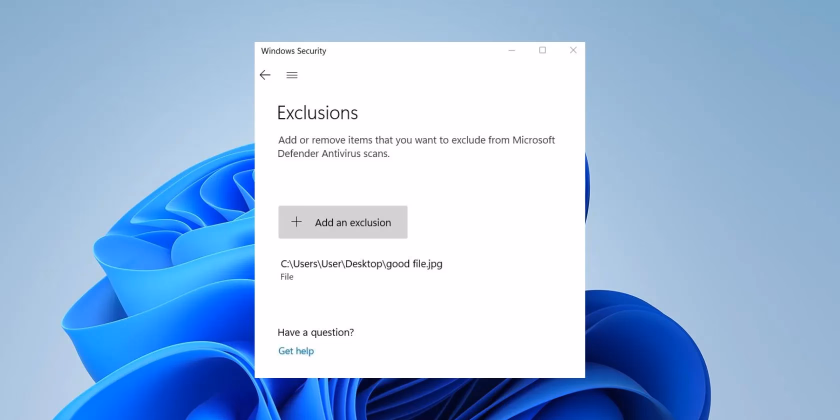 How do I remove a folder from Windows Defender Antivirus?
