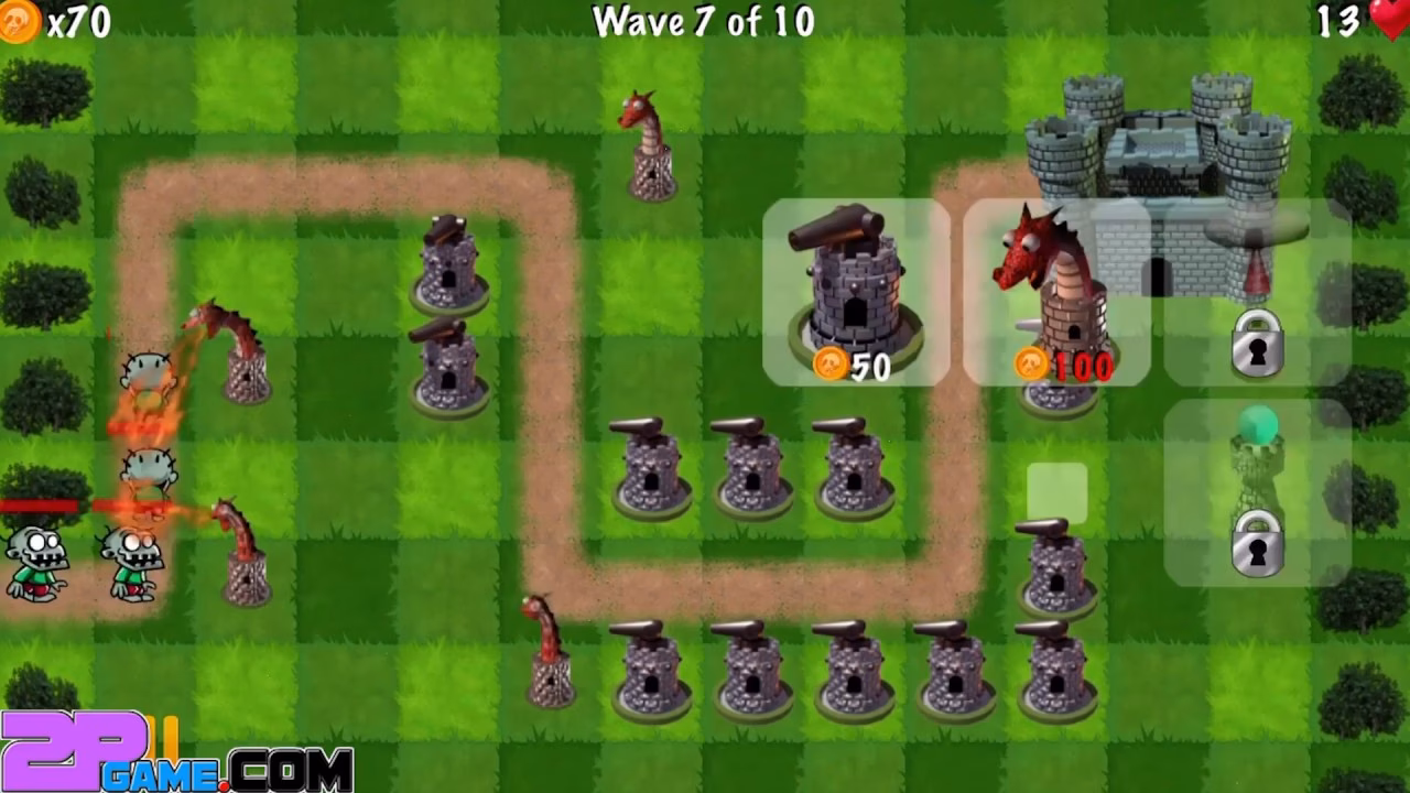 How do you play tower defense with zombies?